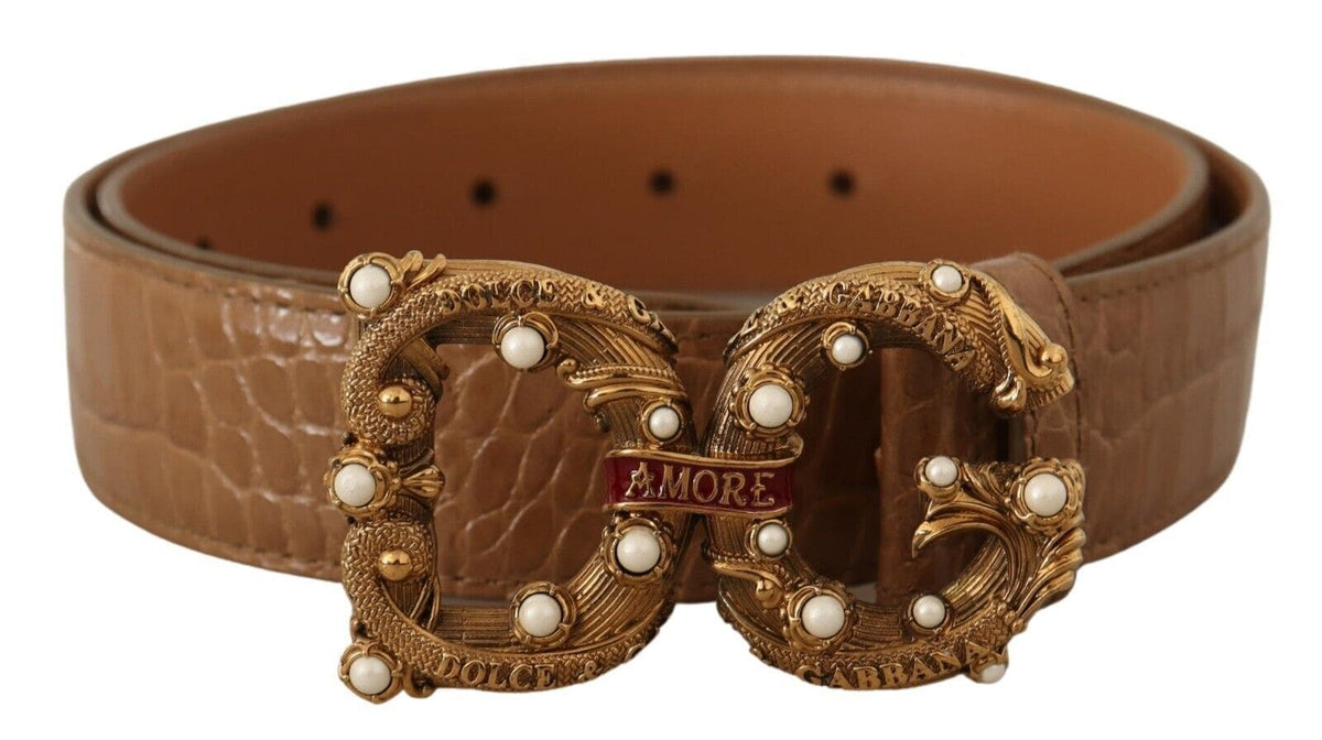 Ceinture Amore en cuir croco élégante avec perles Dolce &amp; Gabbana