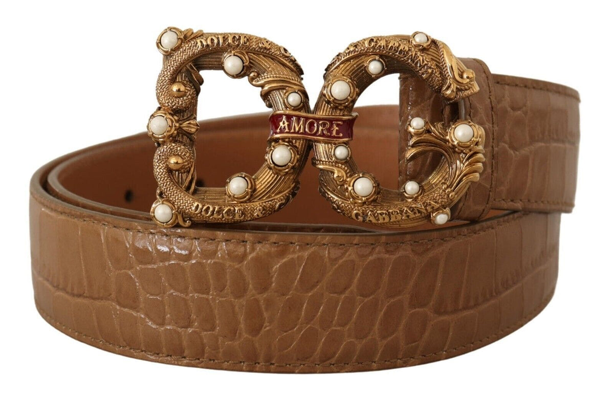 Ceinture Amore en cuir croco élégante avec perles Dolce &amp; Gabbana