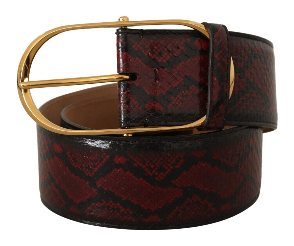 Ceinture élégante en cuir de python rouge Dolce &amp; Gabbana avec boucle dorée