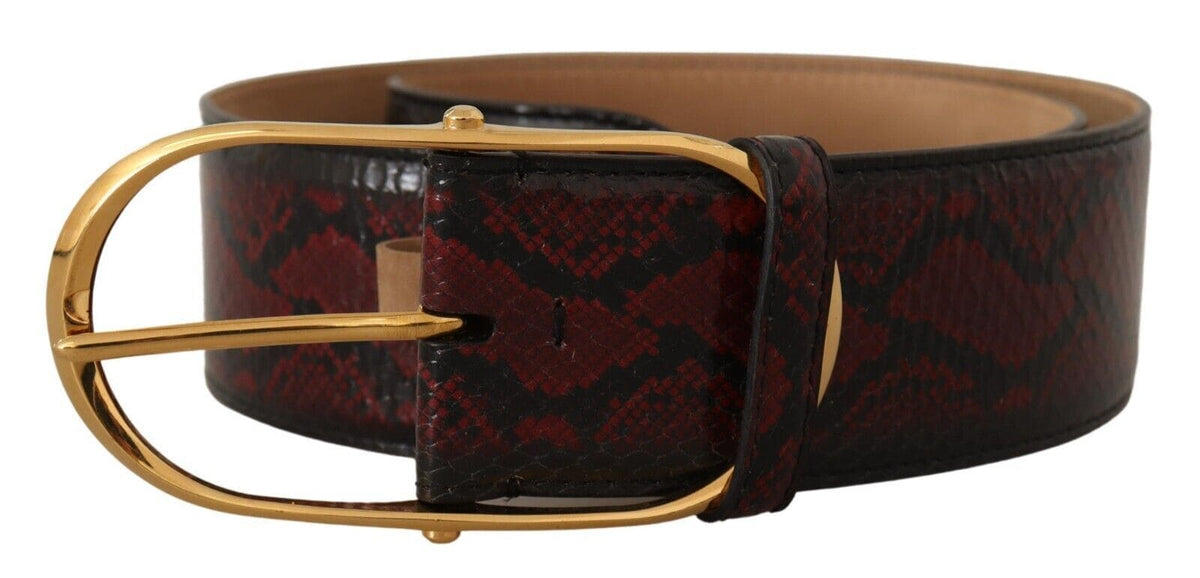 Ceinture élégante en cuir de python rouge Dolce &amp; Gabbana avec boucle dorée