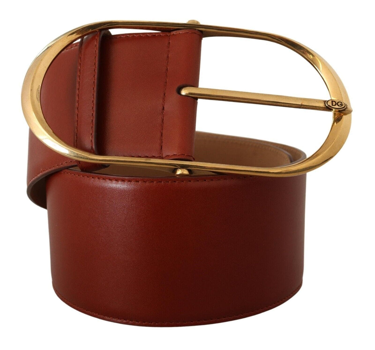 Ceinture élégante en cuir marron avec accents dorés Dolce &amp; Gabbana