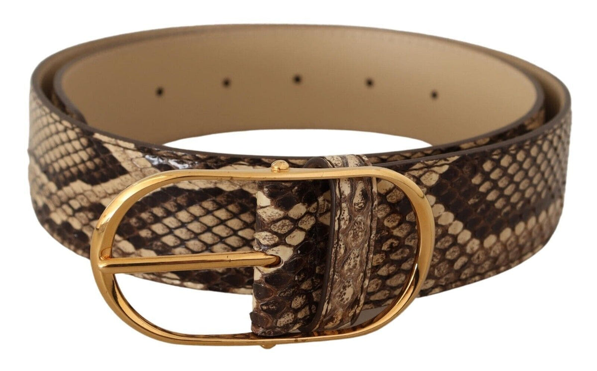 Ceinture élégante en cuir phyton Dolce &amp; Gabbana avec boucle dorée