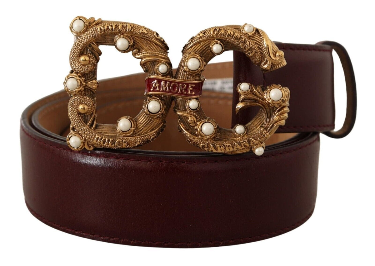 Ceinture élégante Amore en cuir bordeaux Dolce &amp; Gabbana