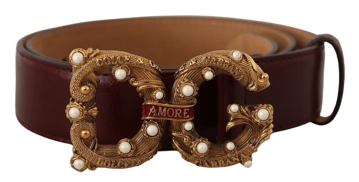 Ceinture élégante Amore en cuir bordeaux Dolce &amp; Gabbana