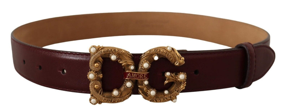 Ceinture élégante Amore en cuir bordeaux Dolce &amp; Gabbana