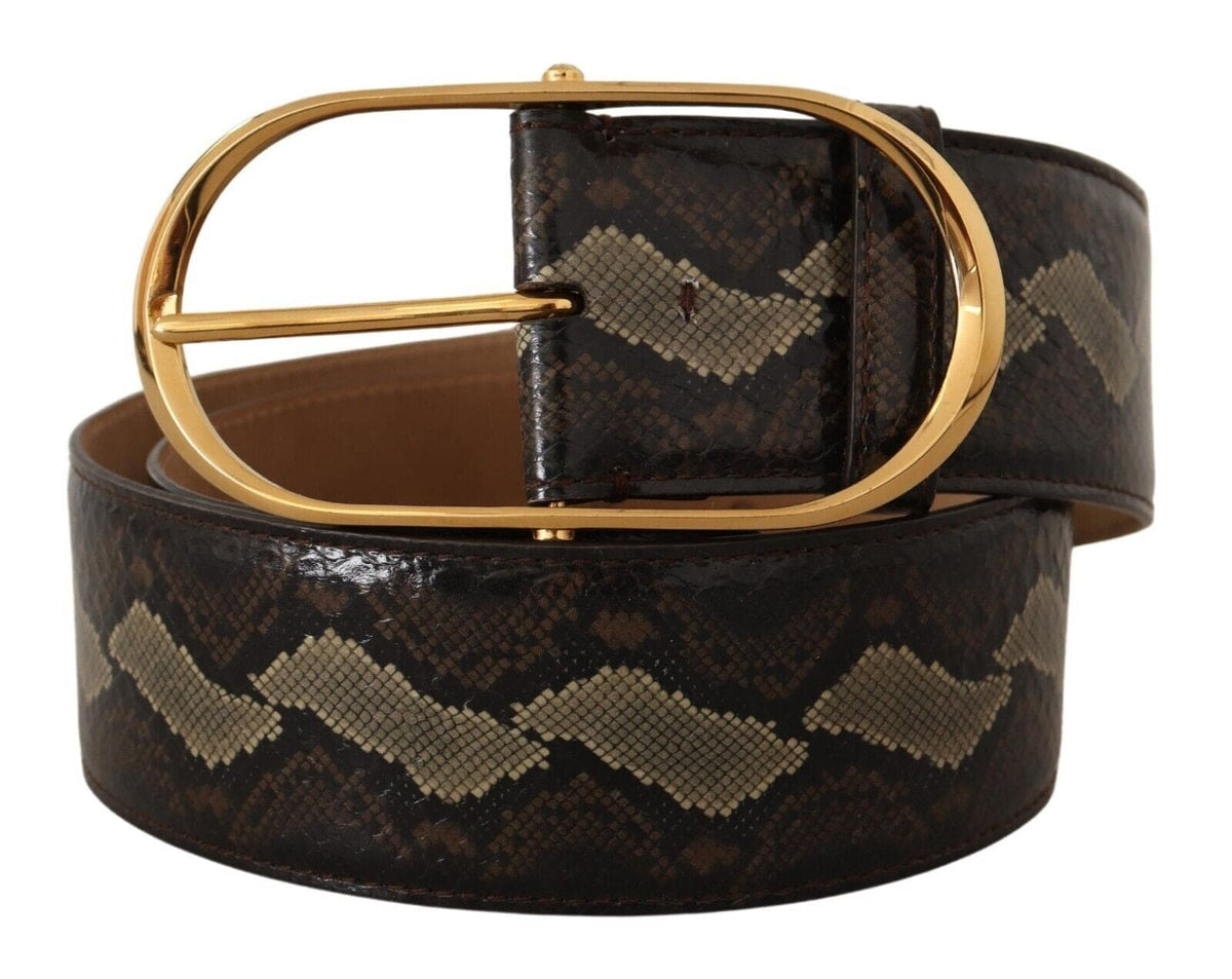 Ceinture élégante en peau de serpent Dolce &amp; Gabbana avec boucle ovale dorée