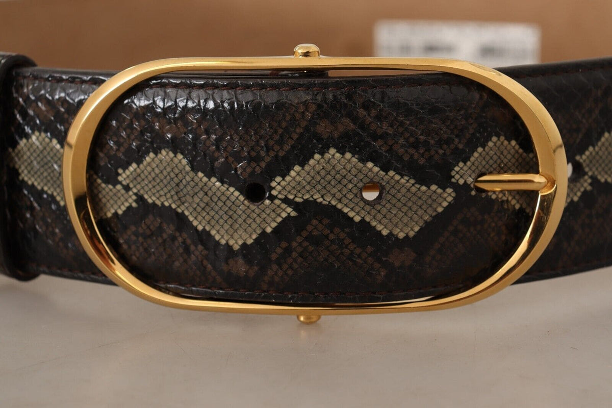 Ceinture élégante en peau de serpent Dolce &amp; Gabbana avec boucle ovale dorée