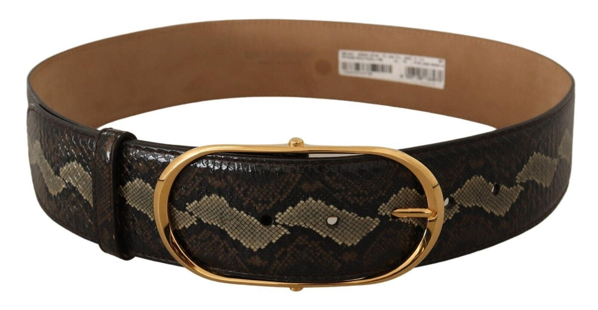 Ceinture élégante en peau de serpent Dolce &amp; Gabbana avec boucle ovale dorée