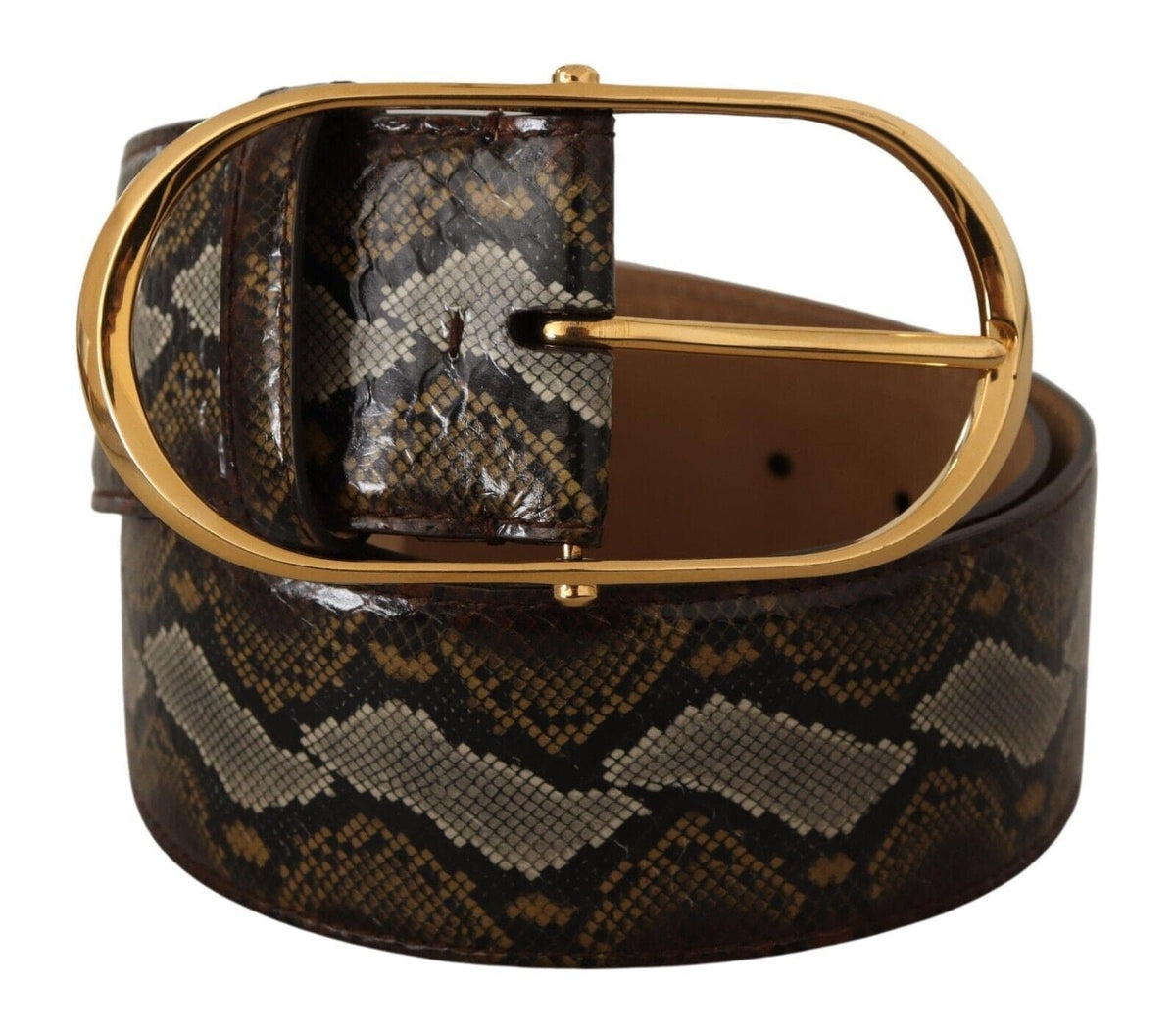 Ceinture en cuir à boucle ovale dorée élégante Dolce &amp; Gabbana