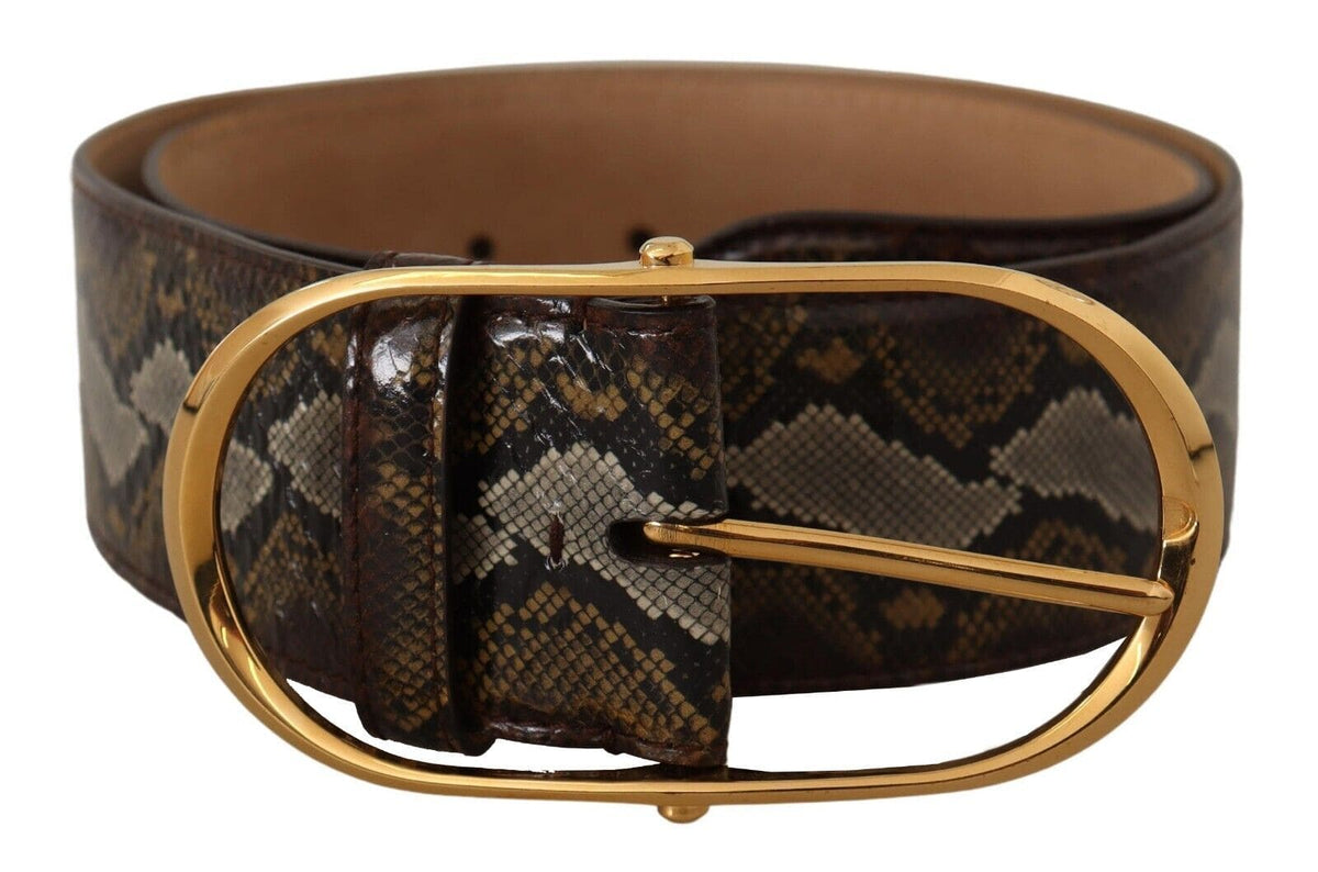 Ceinture en cuir à boucle ovale dorée élégante Dolce &amp; Gabbana