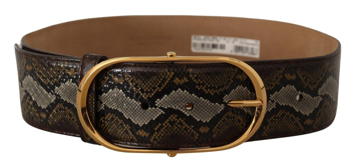 Ceinture en cuir à boucle ovale dorée élégante Dolce &amp; Gabbana