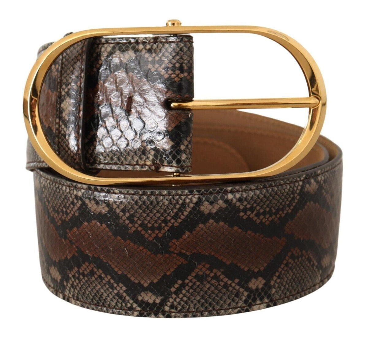 Ceinture élégante en cuir marron avec boucle dorée Dolce &amp; Gabbana