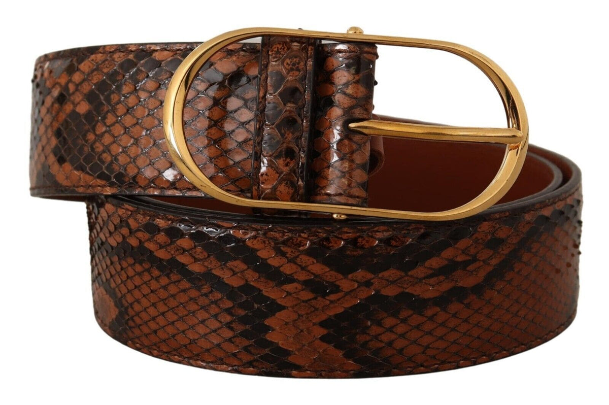 Ceinture élégante en cuir Dolce &amp; Gabbana avec boucle dorée