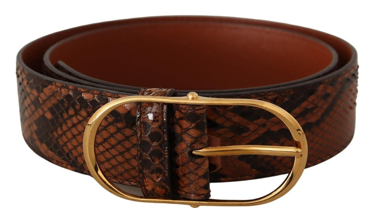 Ceinture élégante en cuir Dolce &amp; Gabbana avec boucle dorée