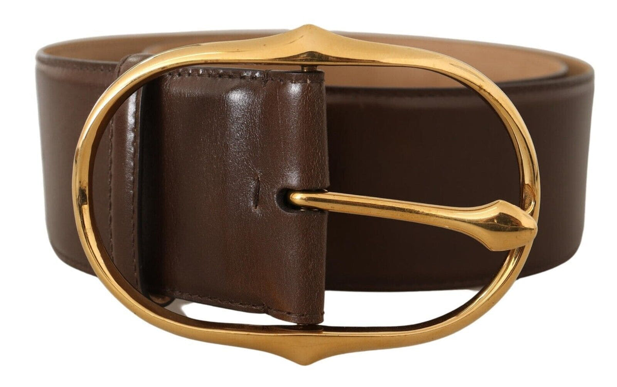 Ceinture élégante en cuir marron avec boucle dorée Dolce &amp; Gabbana