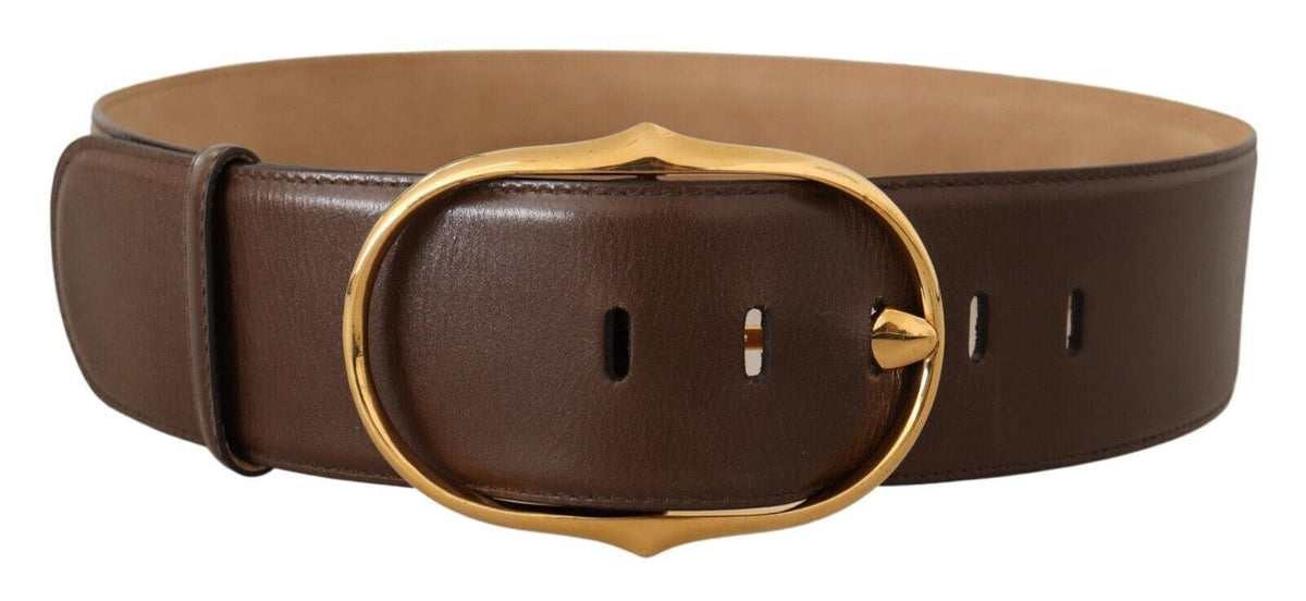 Ceinture élégante en cuir marron avec boucle dorée Dolce &amp; Gabbana