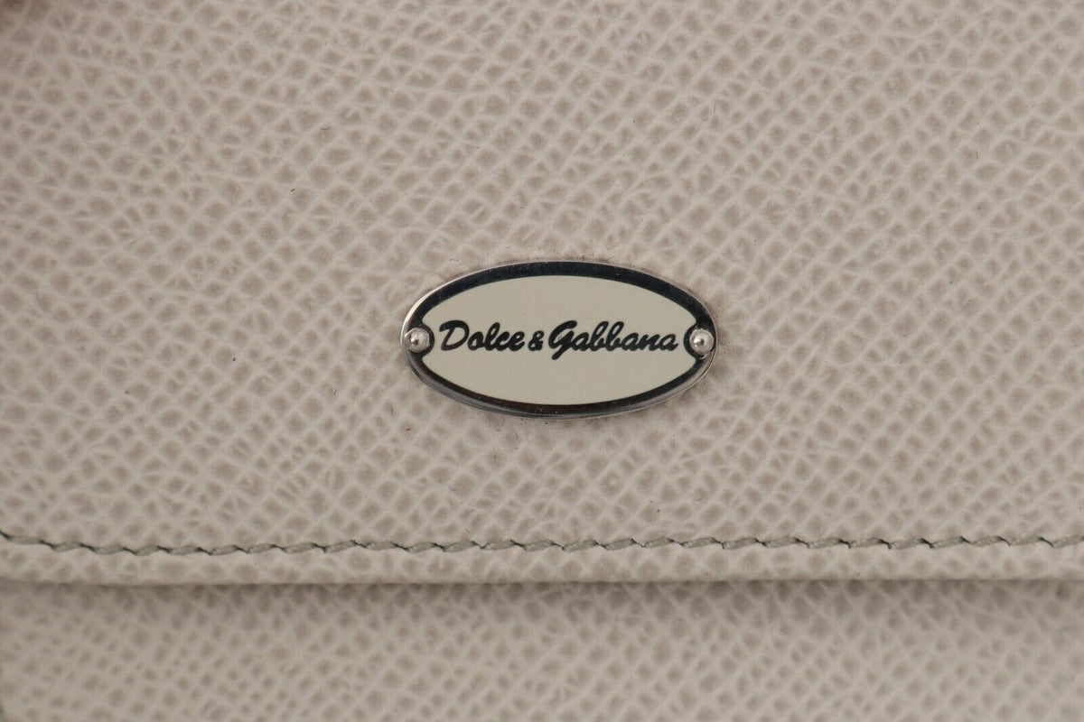 Dolce & Gabbana Chic White Leather Condom Case Wallet