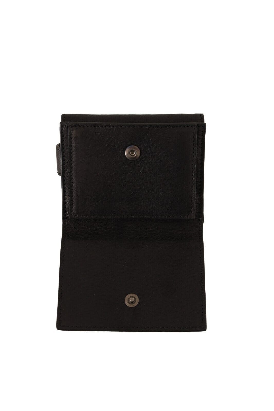 Estuche elegante de cuero negro con tres compartimentos de Dolce &amp; Gabbana