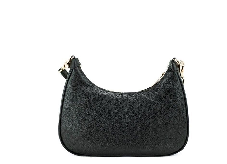 Bolso bandolera grande con cremallera y diseño granulado de piel negra Cora de Michael Kors