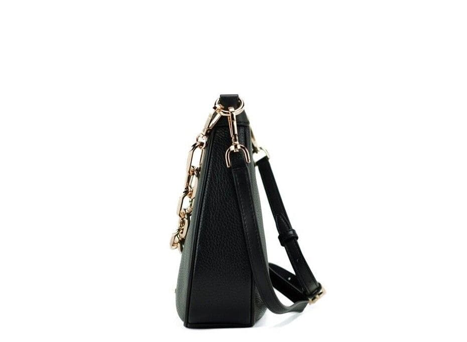 Sac à main bandoulière zippé en cuir grainé noir Cora de Michael Kors