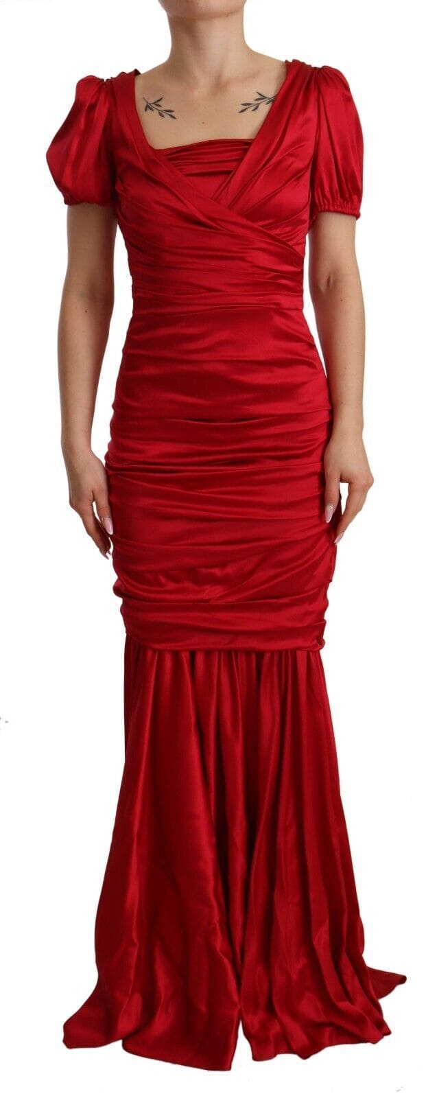 Vestido elegante de sirena de seda elástica roja de Dolce &amp; Gabbana