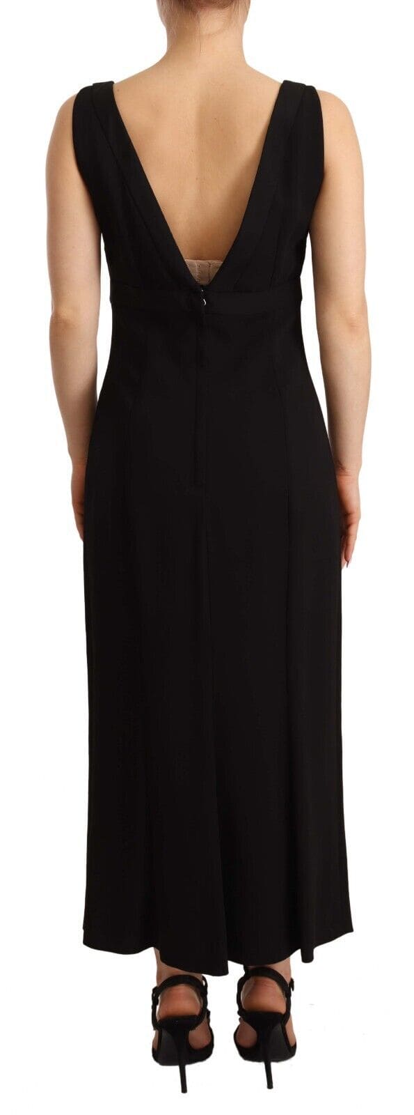 Vestido midi elegante con escote en V en color negro de Dolce &amp; Gabbana