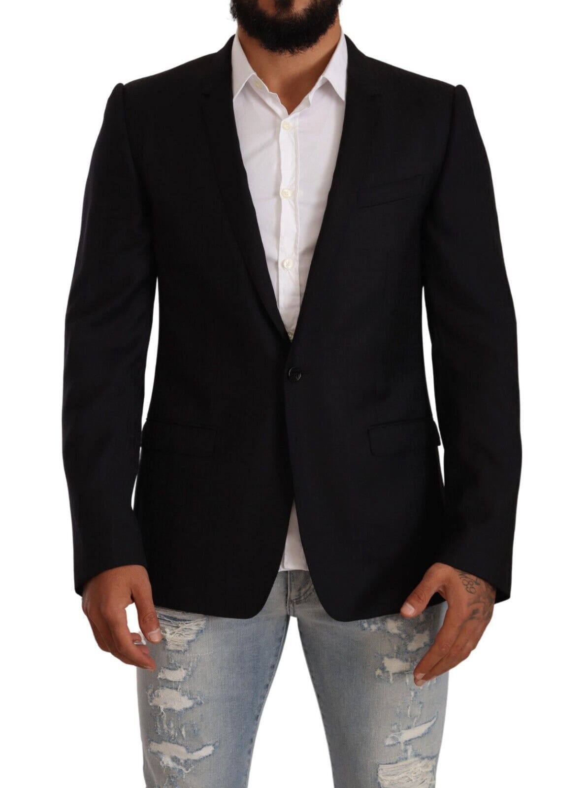 Blazer en laine vierge noire exclusif à Dolce &amp; Gabbana