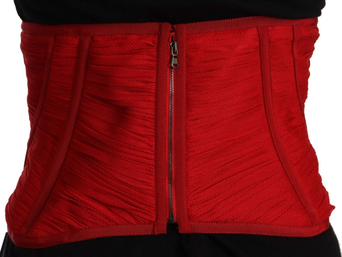 Dolce & Gabbana Elegant Red Silk Corset Belt Top