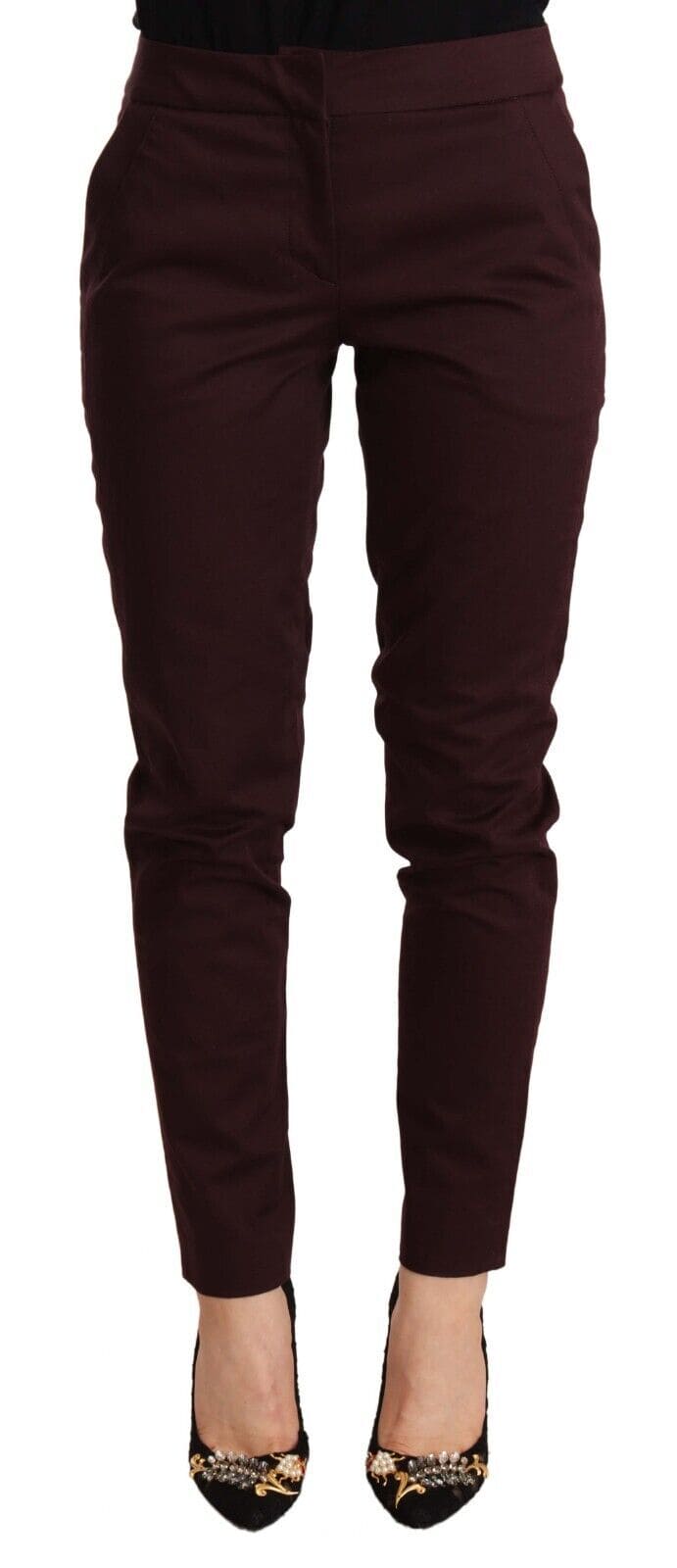 Pantalon slim slim bordeaux Just Cavalli avec détail zippé