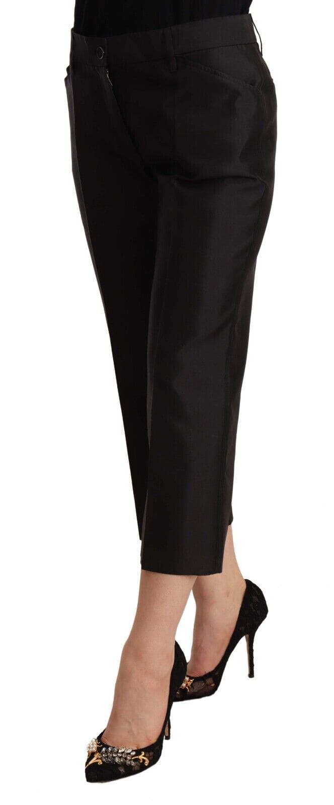 Pantalon court en soie chic Dolce &amp; Gabbana en noir intemporel