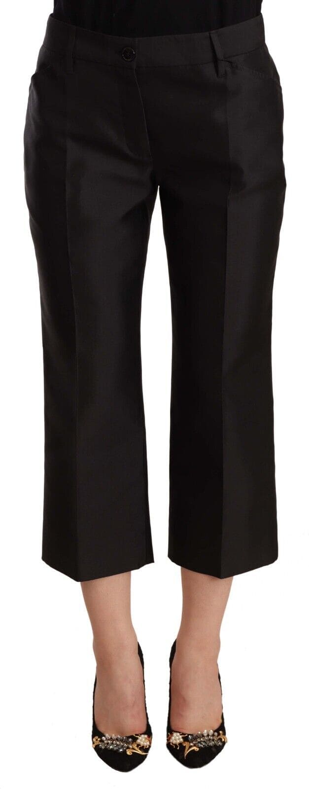 Pantalon court en soie chic Dolce &amp; Gabbana en noir intemporel