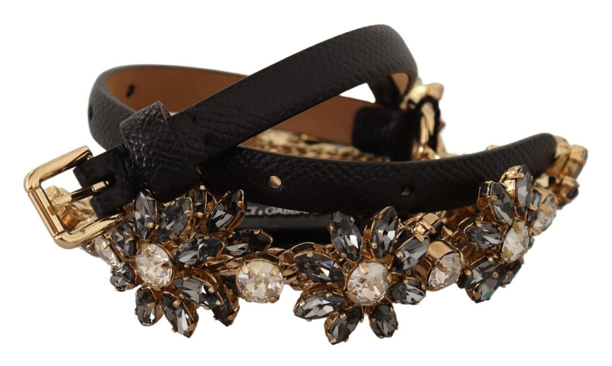 Ceinture élégante en cuir avec chaîne en marguerite et cristaux Dolce &amp; Gabbana