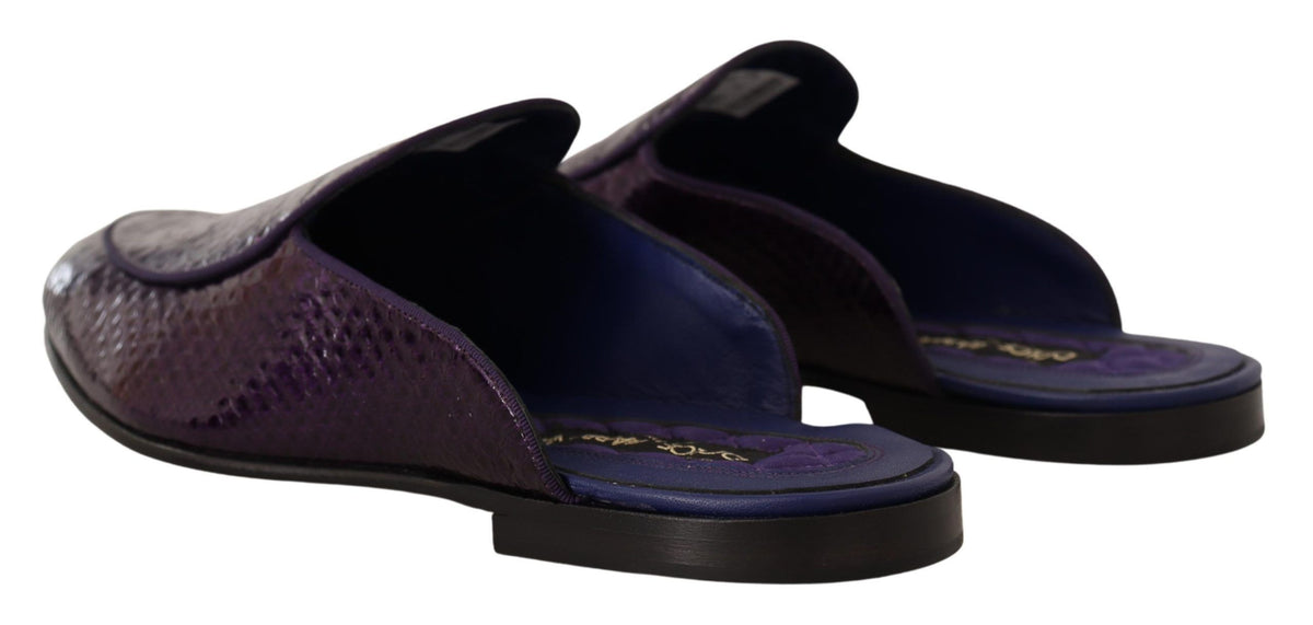 Sandalias de piel de pitón exótica morada de Dolce &amp; Gabbana