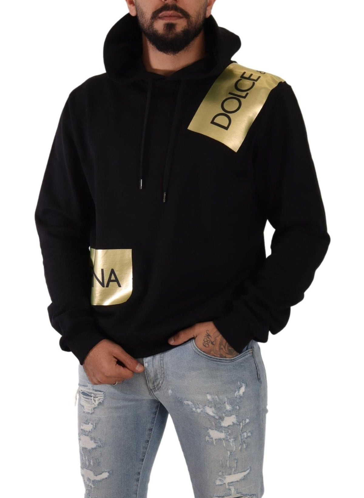 Dolce &amp; Gabbana Rehaussez votre style avec un pull noir à logo doré