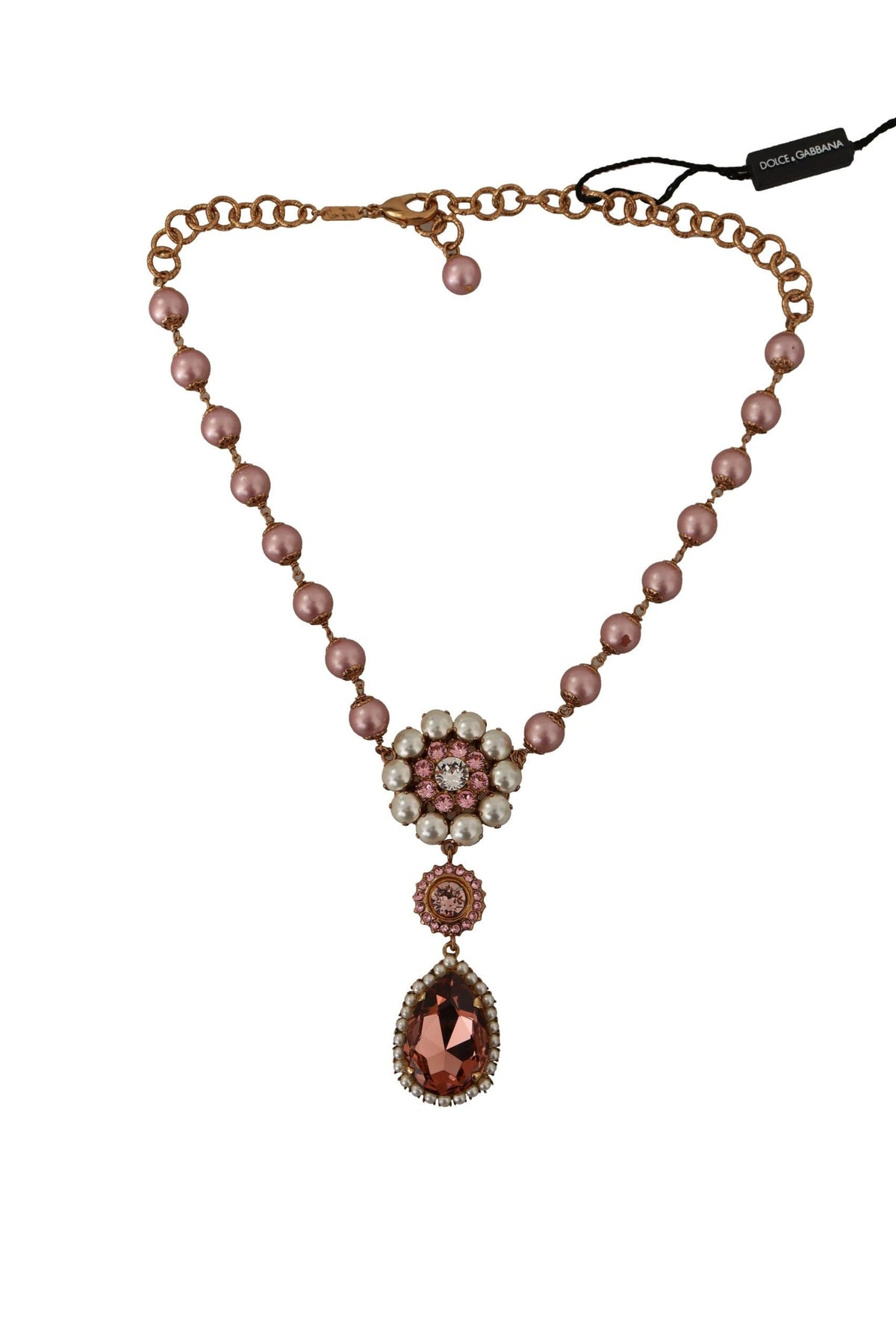 Collier Dolce &amp; Gabbana élégant avec breloque en fausses perles dorées