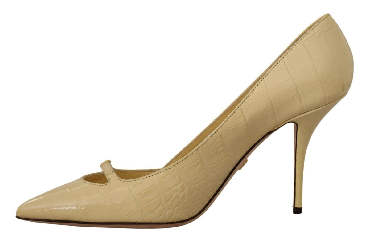 Zapatos de tacón de piel con punta puntiaguda y estilo chic de Dolce &amp; Gabbana en amarillo brillante