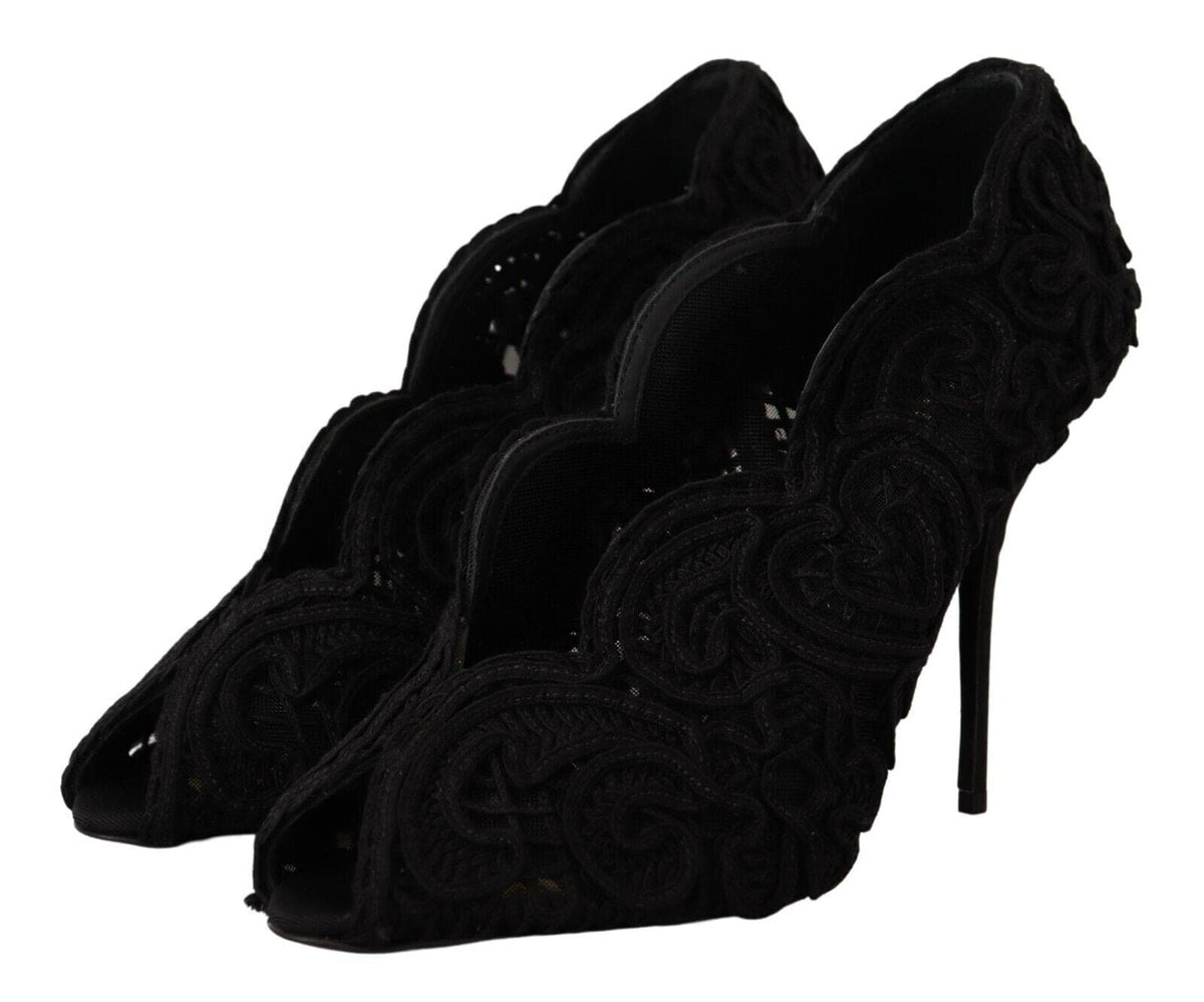 Tacones de aguja elegantes con encaje negro de Dolce &amp; Gabbana