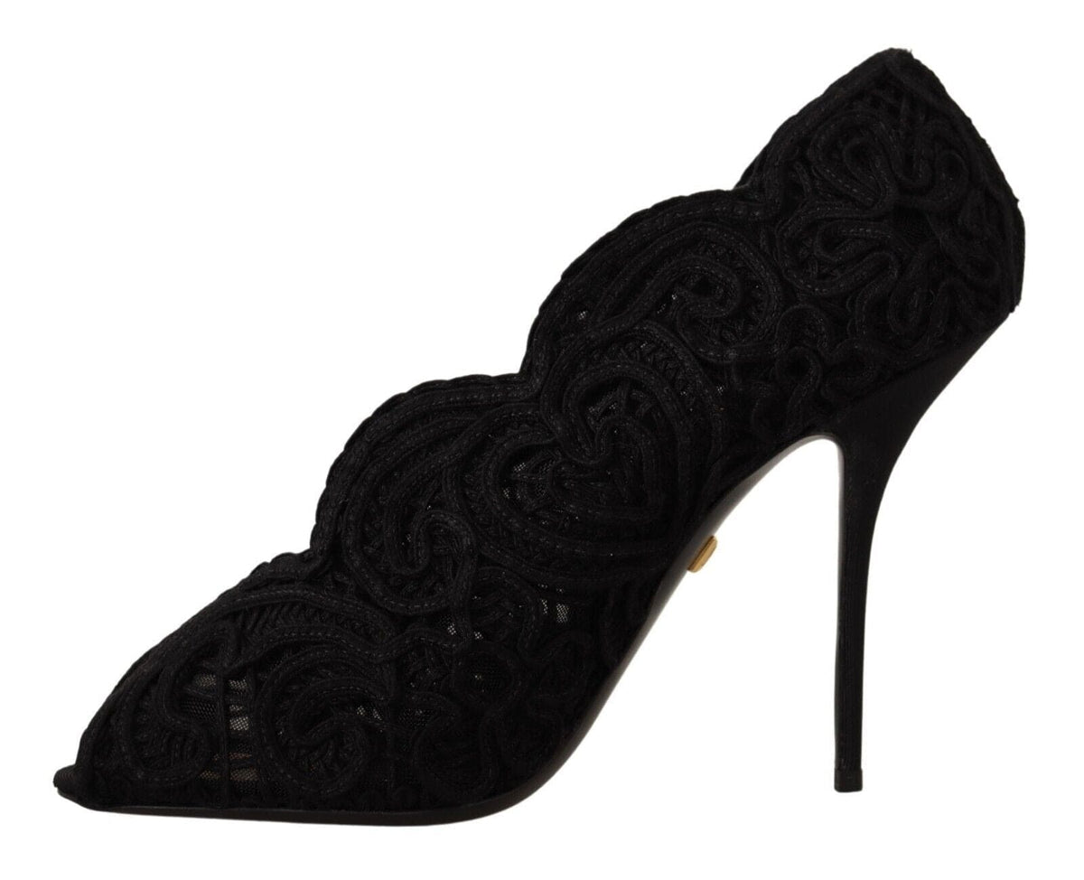 Tacones de aguja elegantes con encaje negro de Dolce &amp; Gabbana