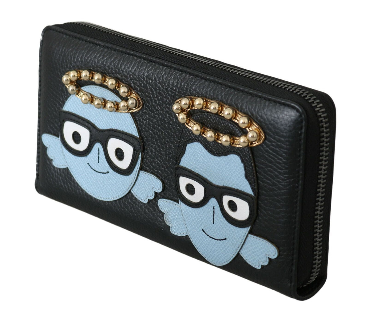 Portefeuille zippé élégant en cuir noir Dolce &amp; Gabbana