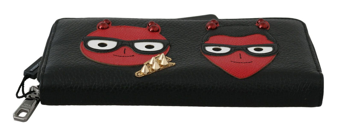 Portefeuille continental en cuir noir et rouge Dolce &amp; Gabbana Chic