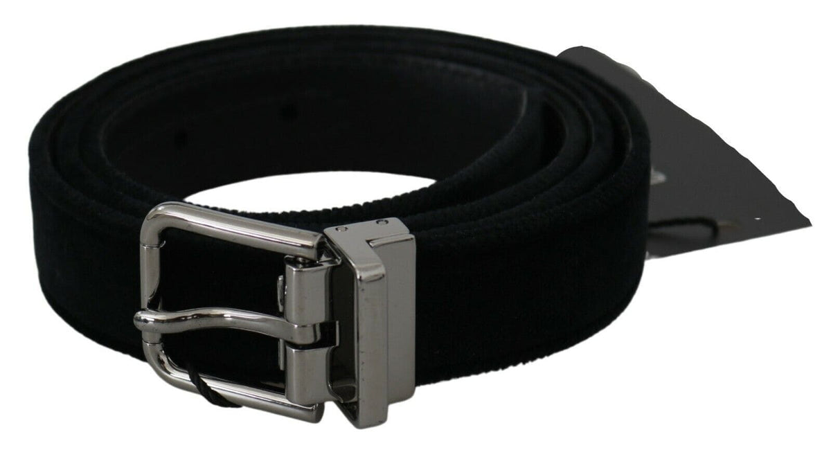 Ceinture élégante en cuir noir avec intérieur en velours Dolce &amp; Gabbana