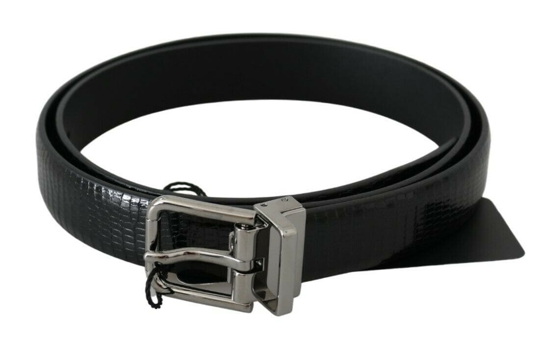 Ceinture élégante en cuir de lézard Dolce &amp; Gabbana en noir