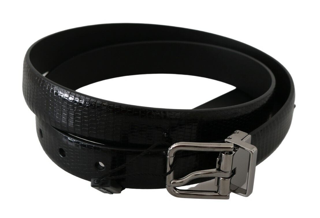 Ceinture élégante en cuir de lézard Dolce &amp; Gabbana en noir