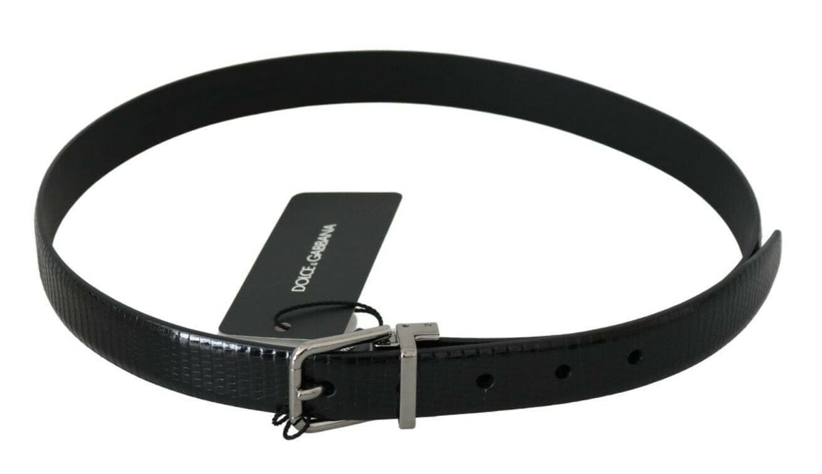 Ceinture élégante en cuir de lézard Dolce &amp; Gabbana en noir