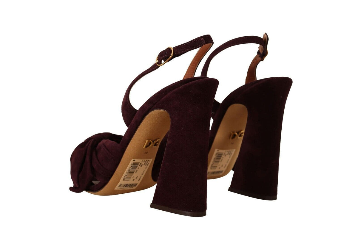 Sandalias elegantes de ante morado con tacón de Dolce &amp; Gabbana