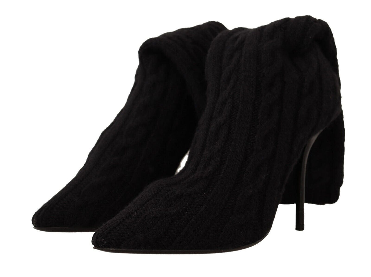 Bottines chaussettes extensibles élégantes Dolce &amp; Gabbana en noir