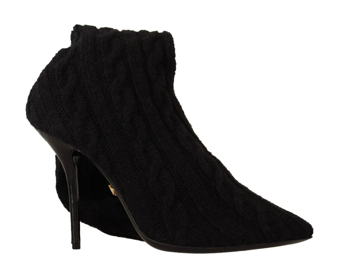 Bottines chaussettes extensibles élégantes Dolce &amp; Gabbana en noir