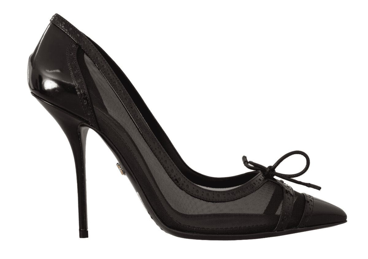 Elegantes zapatos de tacón de aguja de malla negra de Dolce &amp; Gabbana