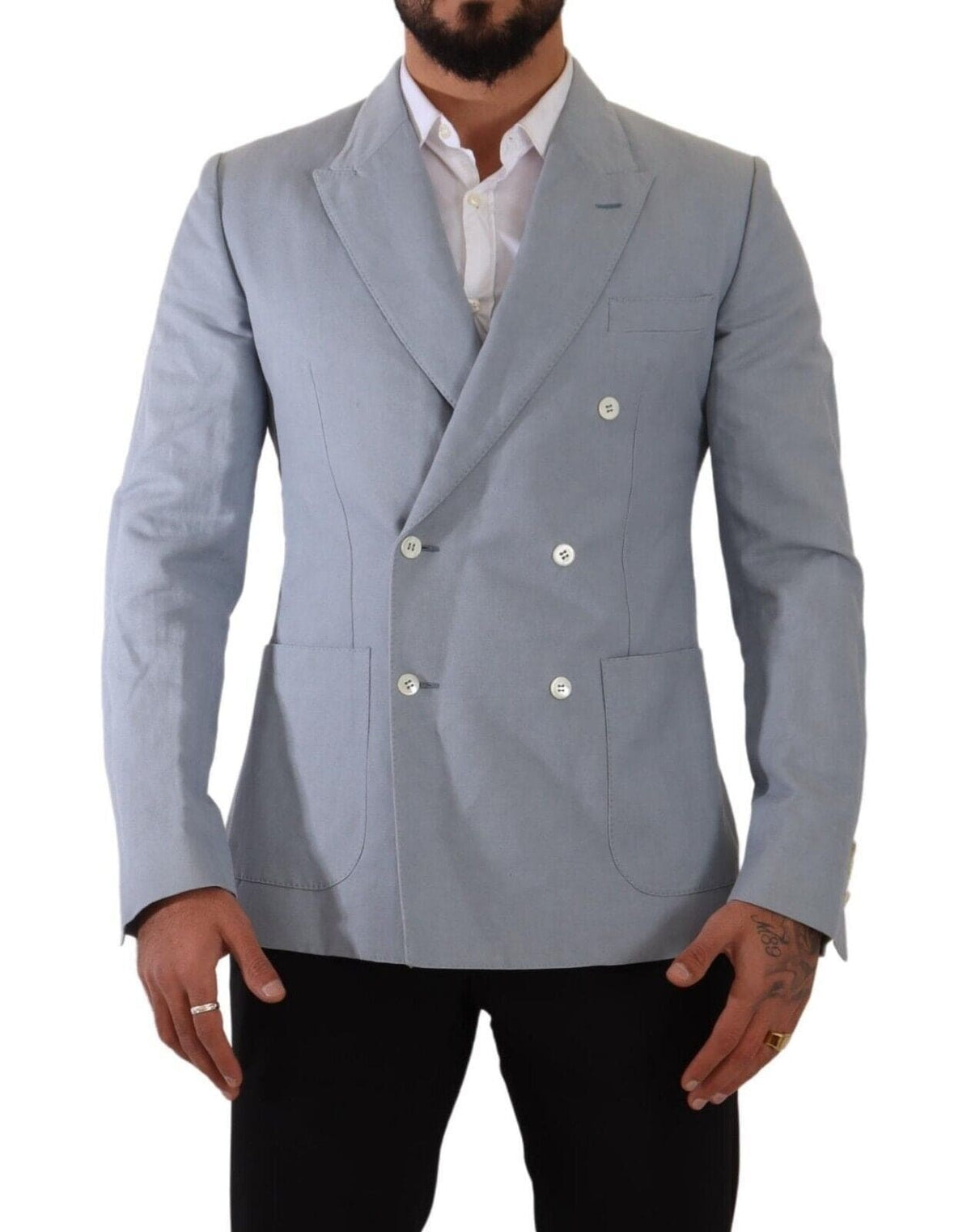 Blazer croisé bleu clair élégant coupe slim Dolce &amp; Gabbana