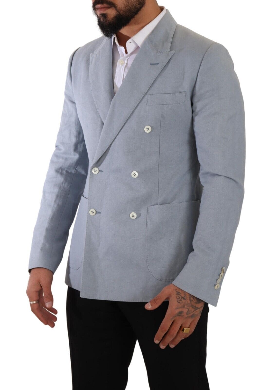 Blazer croisé bleu clair élégant coupe slim Dolce &amp; Gabbana